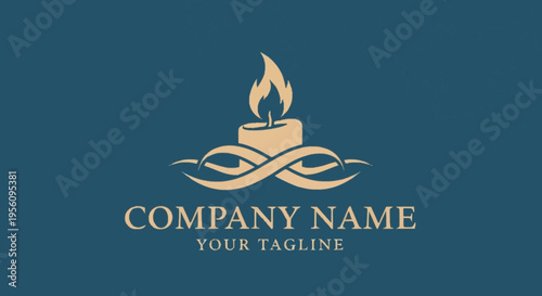 Logo template with candle flame design.