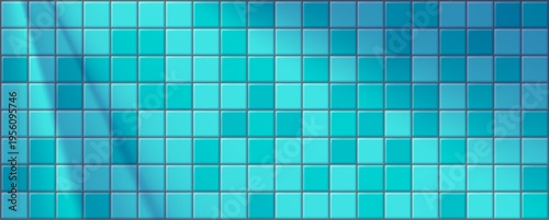 Shiny small tile pattern inspired by swimming pool walls and floors. Bathroom tile backdrop for water, spa and modern interior design.
