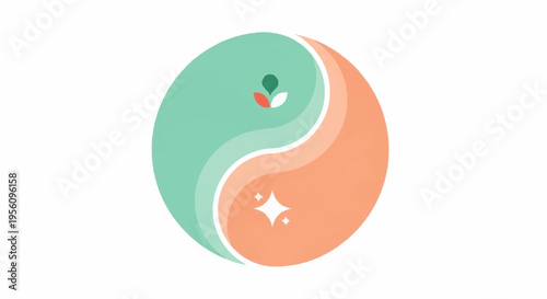 Yin yang symbol with green and orange.