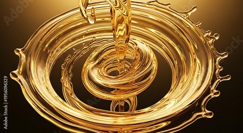 Wallpaper Mural Golden liquid swirling in a spiral motion on a dark background Torontodigital.ca