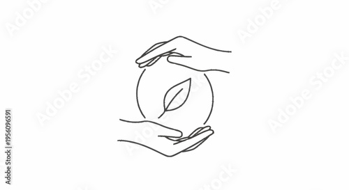 Hands cradling a globe with leaf.