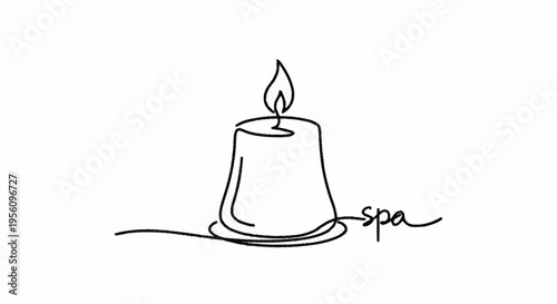A simple line drawing of a lit candle on a plate with spa text.