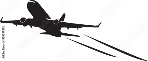 Vector airplane silhouette icon in flight