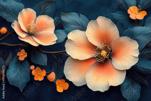 Delicate Floral Pattern with Nature-Inspired Earthy Tones