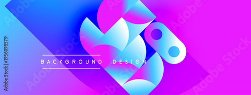 Abstract vibrant design. Blue, pink hues blend, creating dynamic shapes. Text reads background design centrally positioned. Modern aesthetic.