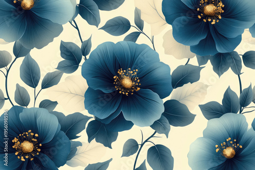 Elegant Floral Animation with Muted Dark Teal and Black