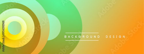 Abstract gradient layers create vibrant circular design. Yellow, green, orange hues blend smoothly. Modern background element.