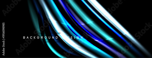 Abstract flowing lines, vibrant blues, whites create dynamic background. Modern design suggests speed, energy, innovation. Minimalist aesthetic.