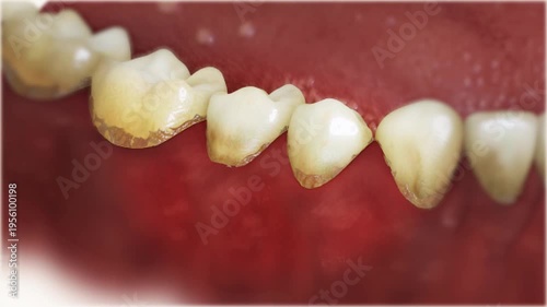 Gingivitis, periodontal diseases, plaque formation, gum recession and pain conceptual dental 3D video 