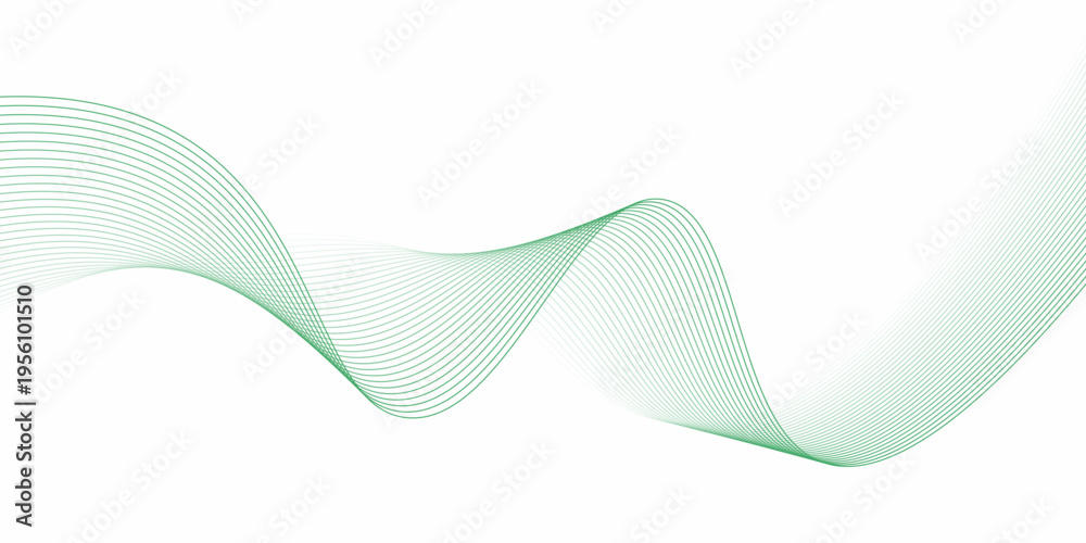 Fototapeta premium green line wave and abstract white background
