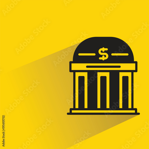 bank icon with shadow on yellow background