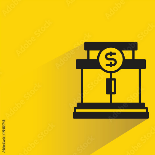 bank icon with shadow on yellow background