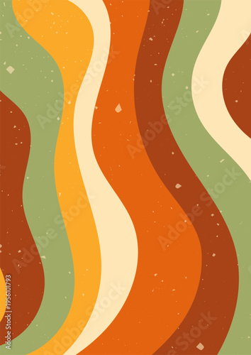 Warm tones color Zebra groovy poster.