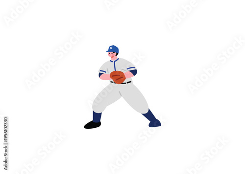野球をする男性のイラスト