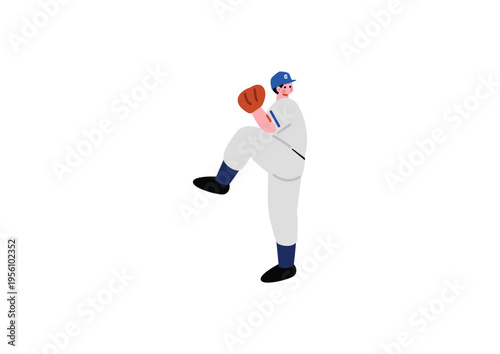 野球ピッチャーの男性のイラスト