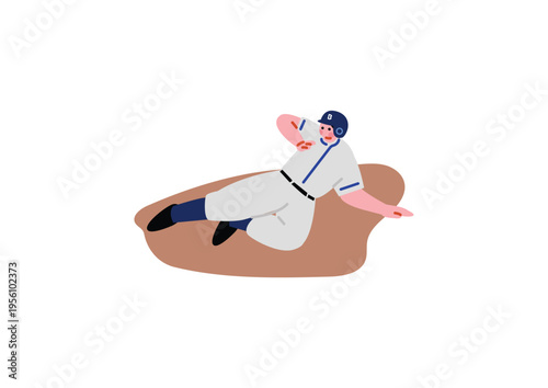 スライディングする野球選手のイラスト