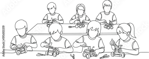 kids drawing at school table