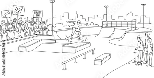skate park with a crowd of people