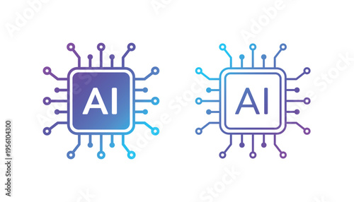 Artificial intelligence icon set, AI generate icons