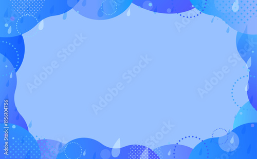 水彩風の雨と波紋の抽象背景10_横