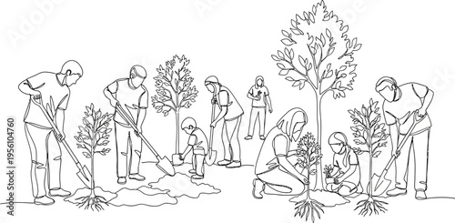 people planting trees