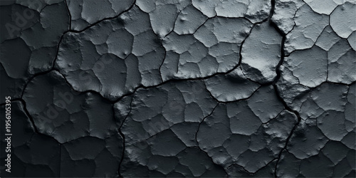 An old dry bark of a tree features a cracked nature pattern and rough wood texture resembling an abstract arid desert surface of gray dirt and earth