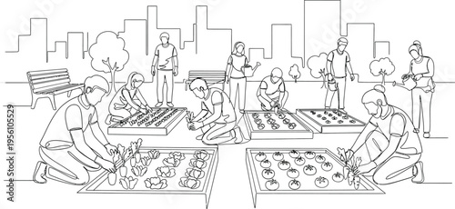 line drawing of people playing chess
