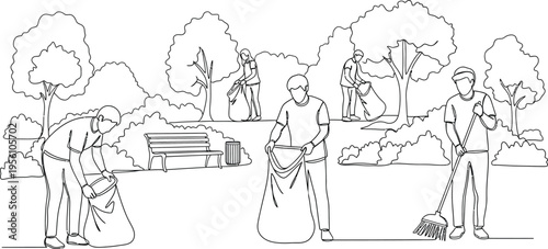 people gardening in park