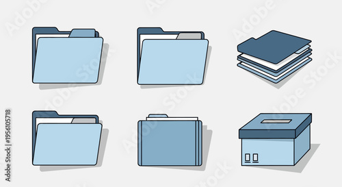 Collection of blue file folders.