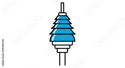 Blue and white electrical insulator object.