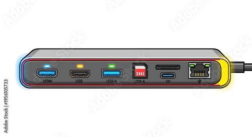 Usb hub with multiple ports connected.