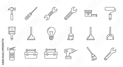 Collection of Various Tools and Equipment Icons.