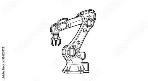 Industrial Robot Arm Mechanical Device Illustration.