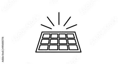 Simple Solar Panel Illustration with Sun Rays.