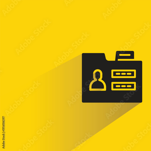 personal folder and password icon with shadow on yellow background