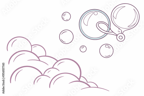 Soft dreamy bubble clouds cartoon background simple vector illustration