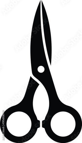 A pair of sharp black scissors with pointed blades and circular handles