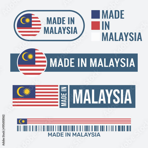 made in Malaysia labels set, product icon of Malaysia