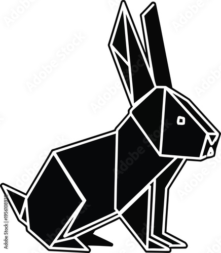 Geometric rabbit origami design Vector