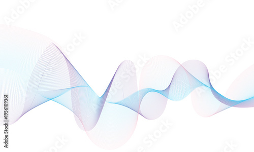 Abstract colorful smooth wave on a white background. Dynamic sound wave. Design element. Vector illustration.
