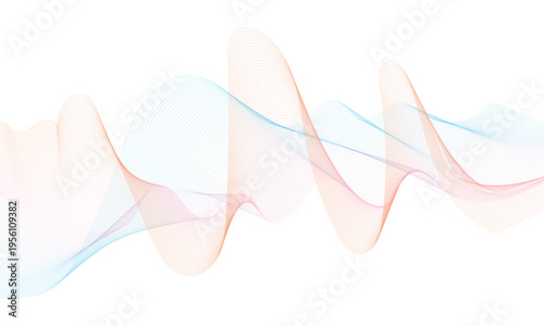 Abstract colorful smooth wave on a white background. Dynamic sound wave. Design element. Vector illustration.