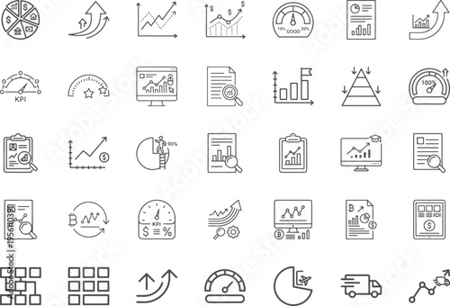 Business data analysis and financial growth performance tracking collection