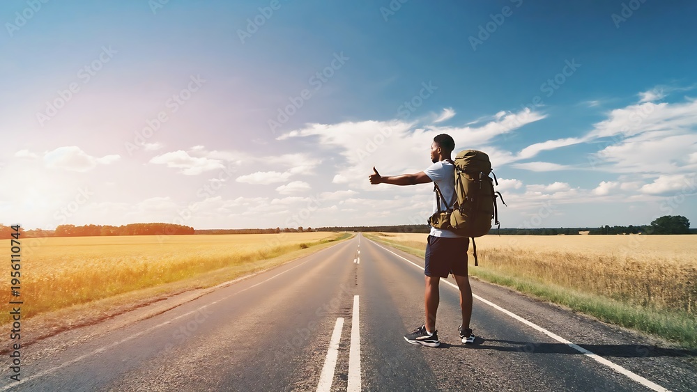 Obraz premium Hitchhiking on a Summer Day