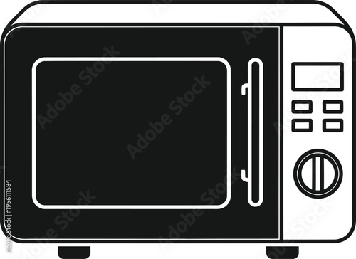 Microwave oven icon black and white Vector