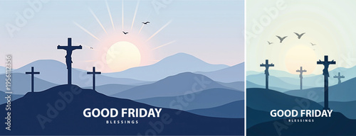 Elegant Good friday with cross background, Good friday holy week background for banner and social meida template