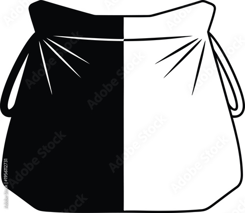 Black and white drawstring bag Vector