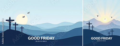 Elegant Good friday with cross background, Good friday holy week background for banner and social meida template