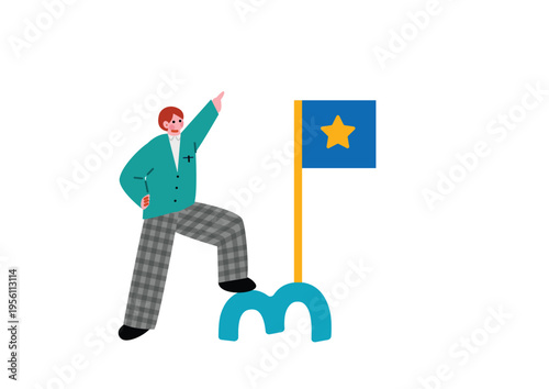 成功する男子学生のイラスト