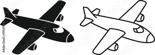 Airplane vector illustration black and white Vector