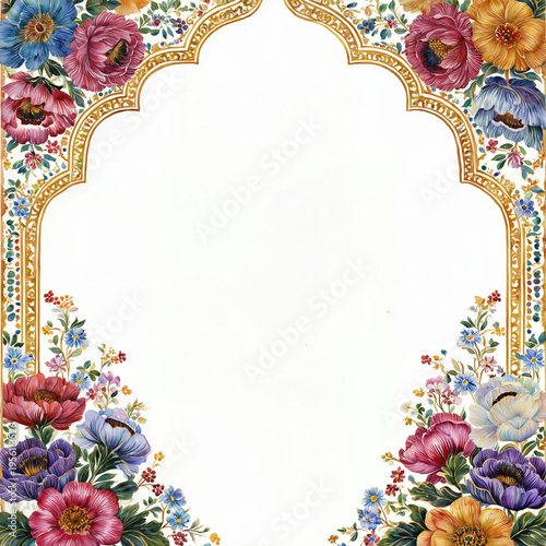Luxury Floral Arch Mughal Style Watercolor Art